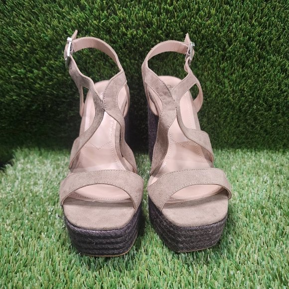 CHARLES by Charles David Taupe Suede Wedge Espadrilles | NEVER WORN - Picture 1 of 4